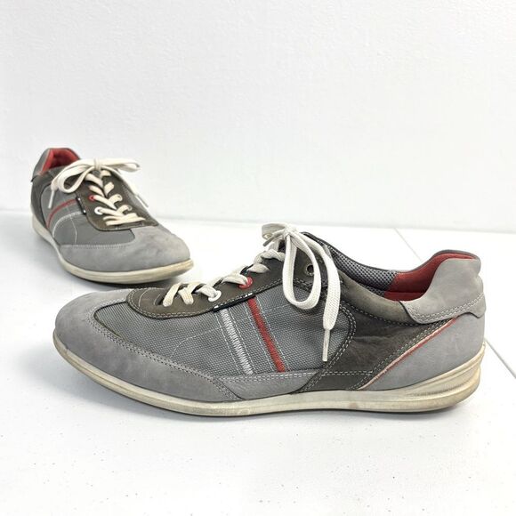 Ecco Chander Sport Tie Loafers Mens 44 Gray Leather Comfort Casual Sneaker Shoes - Picture 1 of 14